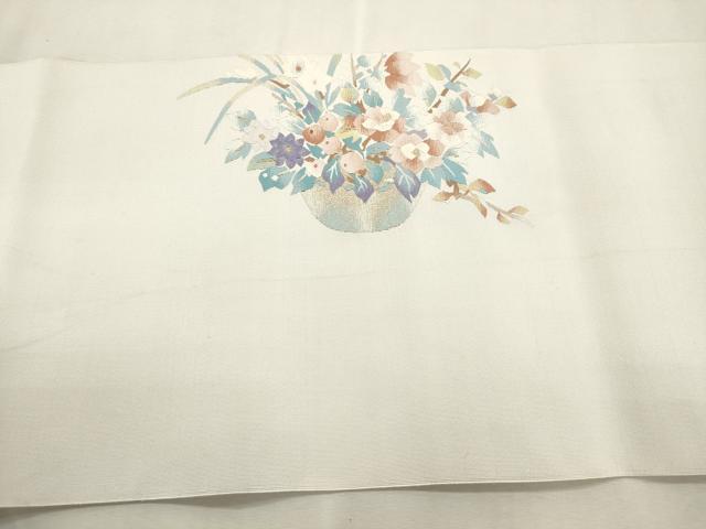 平和屋着物●爪掻き本綴れ 八寸名古屋帯 陶器花文 金糸 共箱付き 正絹 逸品 CABI7501dy