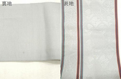 平和屋着物●本場筑前博多織　半幅帯　草花間道　正絹　逸品　CABI7503dy
