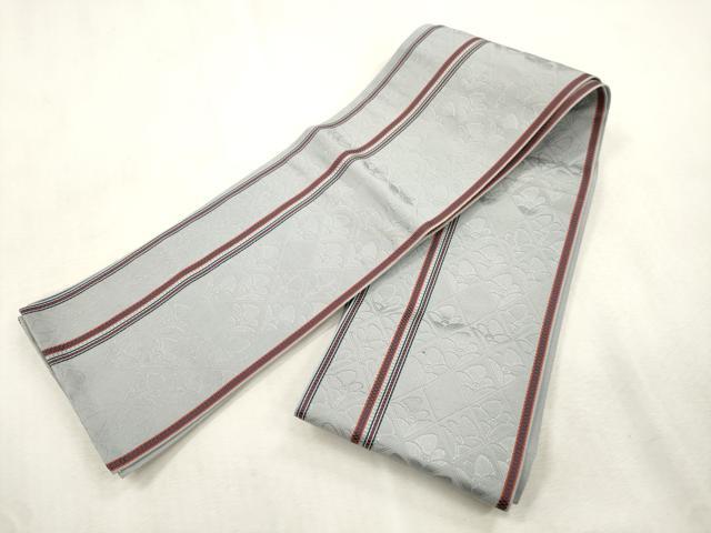 平和屋着物●本場筑前博多織　半幅帯　草花間道　正絹　逸品　CABI7503dy