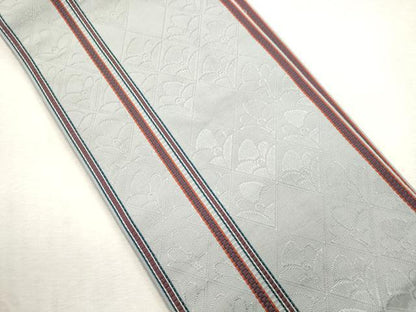 平和屋着物●本場筑前博多織　半幅帯　草花間道　正絹　逸品　CABI7503dy