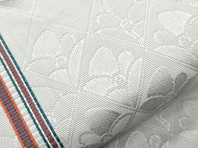 平和屋着物●本場筑前博多織　半幅帯　草花間道　正絹　逸品　CABI7503dy