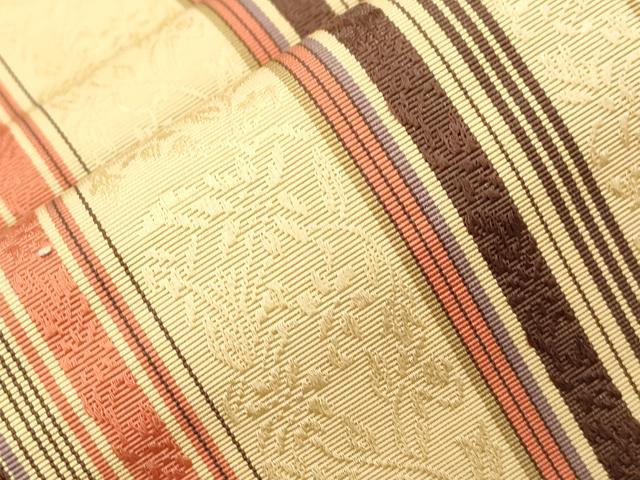 平和屋着物●両面　半幅帯　草花間道　正絹　逸品　CABI7507dy