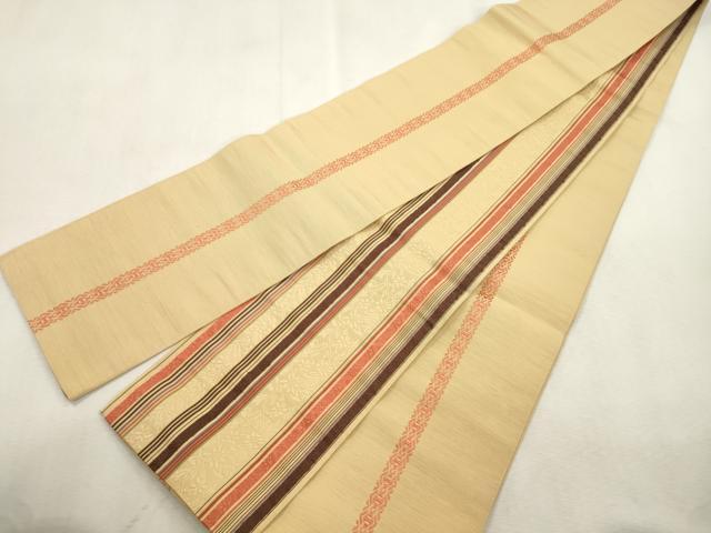 平和屋着物●両面　半幅帯　草花間道　正絹　逸品　CABI7507dy