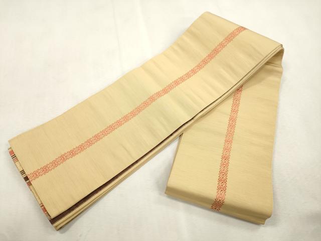 平和屋着物●両面　半幅帯　草花間道　正絹　逸品　CABI7507dy