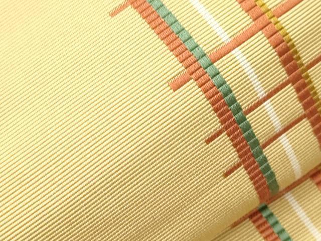 平和屋着物●本場筑前博多織　両面　半幅帯　格子柄　正絹　逸品　CABI7510dy