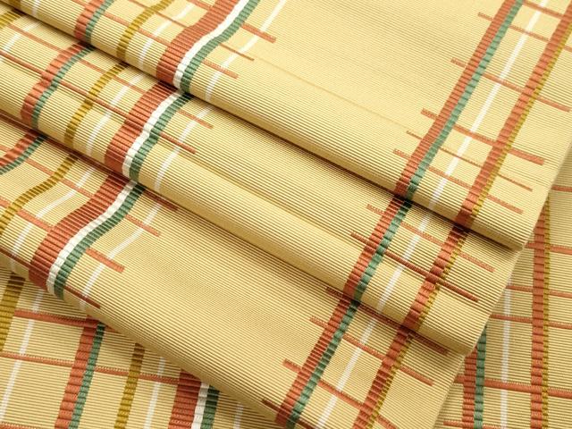 平和屋着物●本場筑前博多織　両面　半幅帯　格子柄　正絹　逸品　CABI7510dy