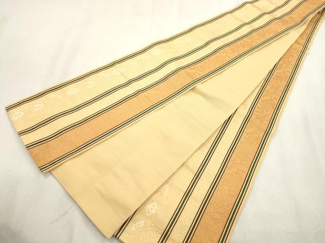 平和屋着物●本場筑前博多織　半幅帯　草花文　正絹　逸品　CABI7511dy