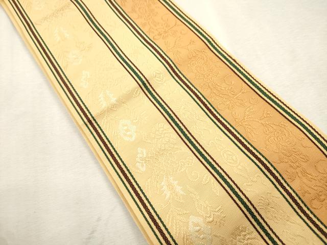 平和屋着物●本場筑前博多織　半幅帯　草花文　正絹　逸品　CABI7511dy