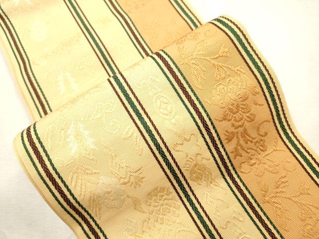 平和屋着物●本場筑前博多織　半幅帯　草花文　正絹　逸品　CABI7511dy