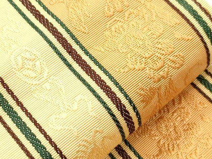 平和屋着物●本場筑前博多織　半幅帯　草花文　正絹　逸品　CABI7511dy