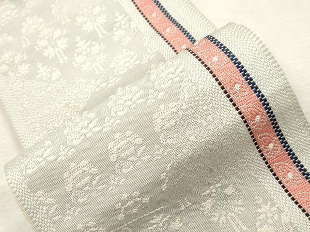 平和屋着物●本場筑前博多織　半幅帯　樹林文　正絹　逸品　CABI7512dy