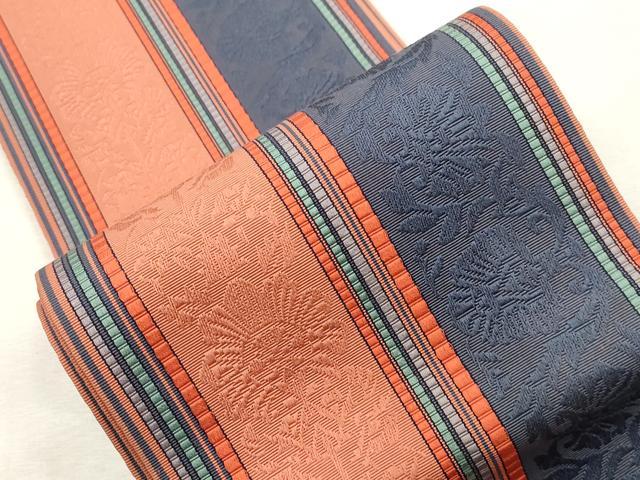 平和屋着物●本場筑前博多織　半幅帯　草花文　正絹　逸品　CABI7513dy