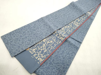 平和屋着物●本場筑前博多織　両面　半幅帯　文字文　正絹　逸品　CABI7514dy