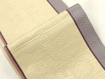 平和屋着物●本場筑前博多織　半幅帯　幾何学文　正絹　逸品　CABI7515dy