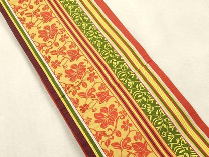 平和屋着物●本場筑前博多織　半幅帯　草花文　正絹　逸品　CABI7517dy