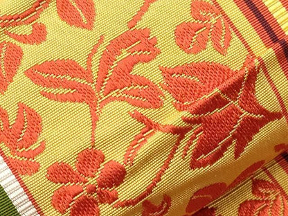 平和屋着物●本場筑前博多織　半幅帯　草花文　正絹　逸品　CABI7517dy