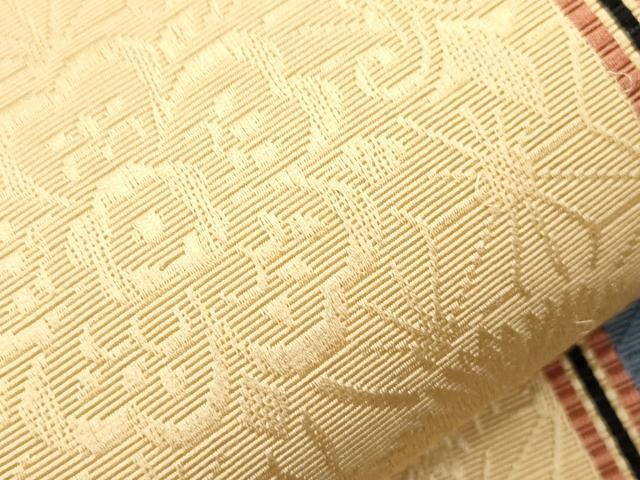 平和屋着物●本場筑前博多織　半幅帯　草花　麻の葉　正絹　逸品　CABI7519dy