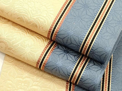 平和屋着物●本場筑前博多織　半幅帯　草花　麻の葉　正絹　逸品　CABI7519dy