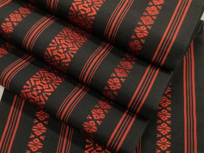 平和屋着物●本場筑前博多織　半幅帯　献上　黒地　正絹　逸品　CABI7522dy