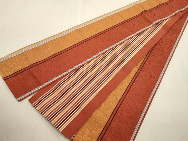 平和屋着物●本場筑前博多織　半幅帯　草花文　正絹　逸品　CABI7523dy