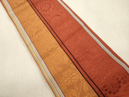 平和屋着物●本場筑前博多織　半幅帯　草花文　正絹　逸品　CABI7523dy