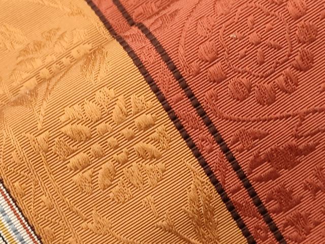 平和屋着物●本場筑前博多織　半幅帯　草花文　正絹　逸品　CABI7523dy