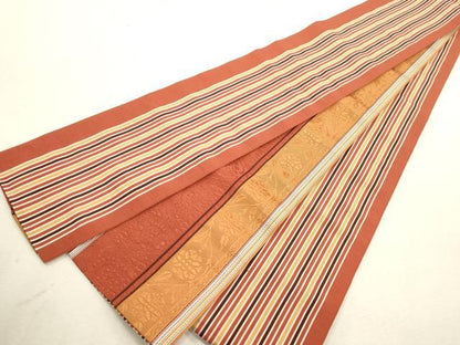 平和屋着物●本場筑前博多織　半幅帯　草花文　正絹　逸品　CABI7523dy