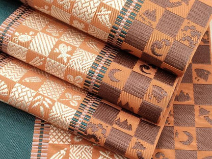 平和屋着物●本場筑前博多織　半幅帯　市松間道　正絹　逸品　CABI7526dy