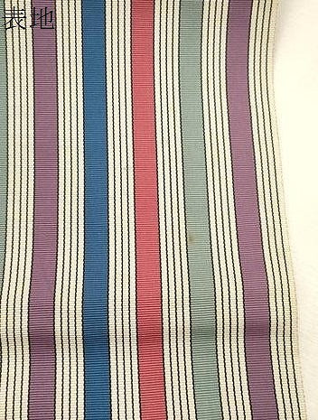 平和屋着物●本場筑前博多織　半幅帯　間道　正絹　逸品　CABI7528dy