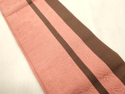 平和屋着物●本場筑前博多織　半幅帯　草花文　証紙付き　正絹　逸品　CABI7529dy