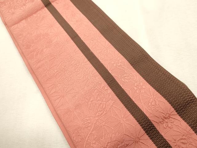 平和屋着物●本場筑前博多織　半幅帯　草花文　証紙付き　正絹　逸品　CABI7529dy