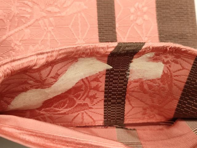 平和屋着物●本場筑前博多織　半幅帯　草花文　証紙付き　正絹　逸品　CABI7529dy