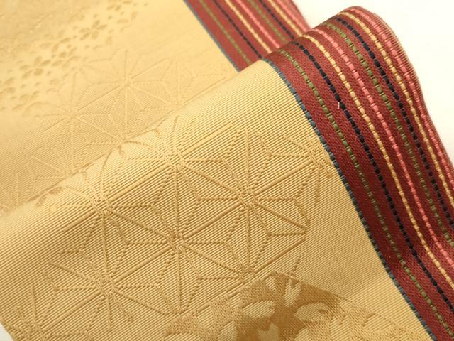 平和屋着物●本場筑前博多織　半幅帯　色紙重ね花文　正絹　逸品　CABI7531dy