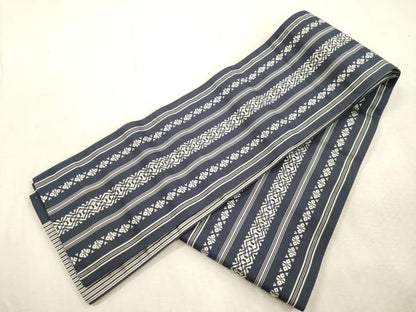 平和屋着物●本場筑前博多織　両面　半幅帯　献上　正絹　逸品　CABI7533dy