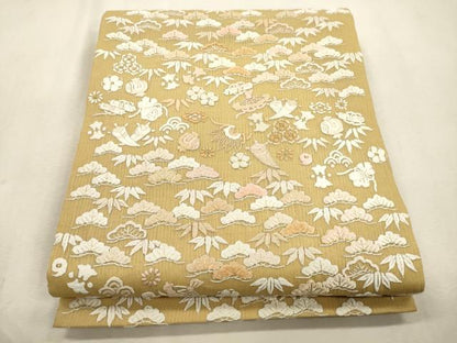 平和屋着物▽中国三大刺繍　相良刺繍　総刺繍　袋帯　スリーシーズン　春夏秋　松竹梅宝尽くし文　正絹　逸品　CABI7537dy