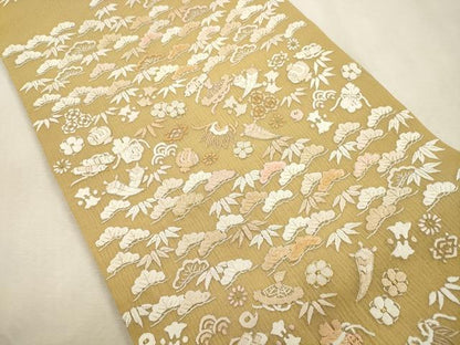 平和屋着物▽中国三大刺繍　相良刺繍　総刺繍　袋帯　スリーシーズン　春夏秋　松竹梅宝尽くし文　正絹　逸品　CABI7537dy
