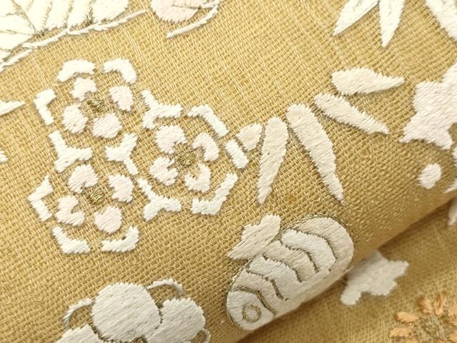 平和屋着物▽中国三大刺繍　相良刺繍　総刺繍　袋帯　スリーシーズン　春夏秋　松竹梅宝尽くし文　正絹　逸品　CABI7537dy