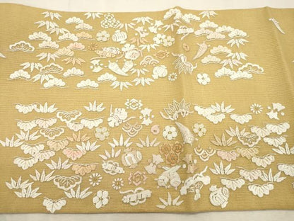 平和屋着物▽中国三大刺繍　相良刺繍　総刺繍　袋帯　スリーシーズン　春夏秋　松竹梅宝尽くし文　正絹　逸品　CABI7537dy