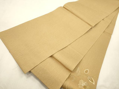 平和屋着物▽太鼓柄袋帯　スリーシーズン　春夏秋　総刺繍　更紗鳥文　金糸　正絹　逸品　未使用　CABI7541dy