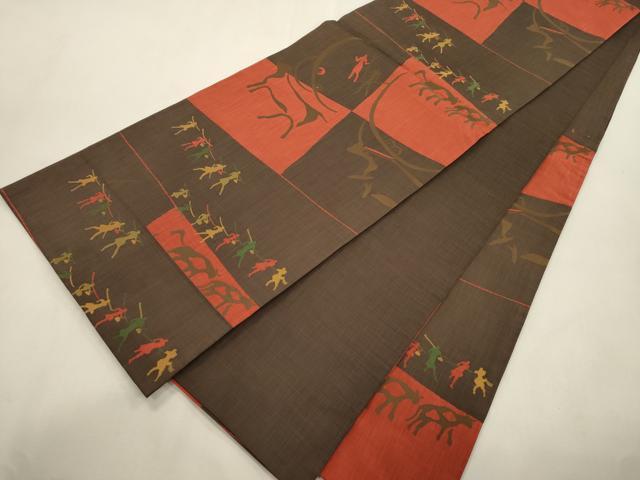 平和屋着物●名門木屋太　今河織物　六通柄袋帯　人物　動物文　正絹　逸品　CABI7543dy