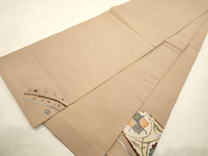 平和屋着物●太鼓柄袋帯　すくい織　草花文　正絹　逸品　CABI7545dy