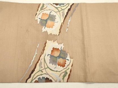 平和屋着物●太鼓柄袋帯　すくい織　草花文　正絹　逸品　CABI7545dy