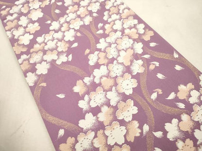 平和屋着物●六通柄袋帯　舞桜文　金糸　正絹　逸品　CABI7550dy