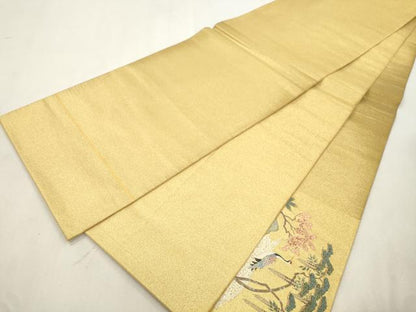 平和屋着物●太鼓柄袋帯　箔金綴　風景文　金糸　正絹　逸品　CABI7554dy