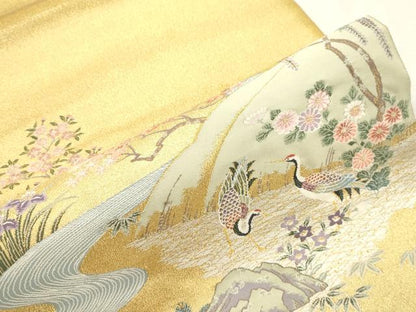 平和屋着物●太鼓柄袋帯　箔金綴　風景文　金糸　正絹　逸品　CABI7554dy