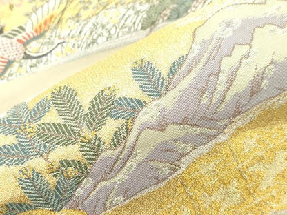平和屋着物●太鼓柄袋帯　箔金綴　風景文　金糸　正絹　逸品　CABI7554dy