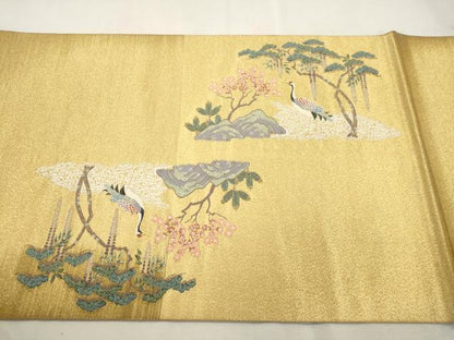 平和屋着物●太鼓柄袋帯　箔金綴　風景文　金糸　正絹　逸品　CABI7554dy
