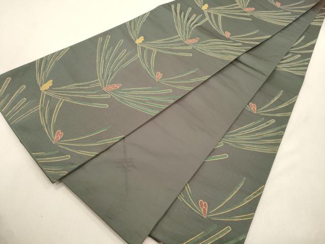 平和屋着物●全通柄袋帯　現代の名工　寺井通博　松葉文　金糸　正絹　逸品　CABI7555dy