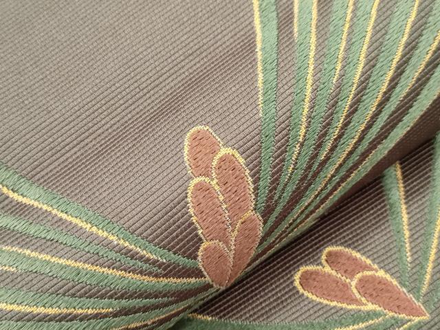 平和屋着物●全通柄袋帯　現代の名工　寺井通博　松葉文　金糸　正絹　逸品　CABI7555dy