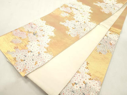 平和屋着物●六通柄袋帯　唐織　枝花文　金銀糸　正絹　逸品　CABI7561dy